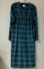 Aria Women's Nightgown Size Medium Plaid Green Fleece Soft Sleepwear Pajama