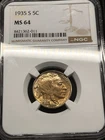 1935 S Buffalo Nickel NGC MS64 W/ Nice Orange & Purple Toning!! #1272