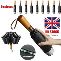 Windproof Umbrella Automatic Wind Strong Portable Umbrella Wood Handle 20 Rods