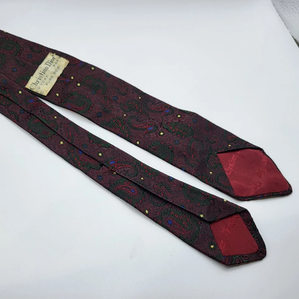 Corbata vintage Christian Dior Paisely, mediados de siglo, francesa, 100% seda Foto 2 de 4