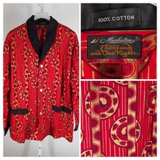 Vintage 60s Manhattan Thousand and One Nights Smoking Jacket Red Gold Pajama XL