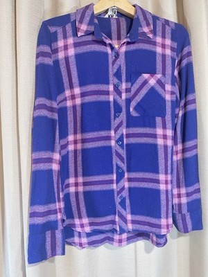 Woolrich Flannel Shirt Vibrant Bold Blue/ Purple/Pink Color Plaid 100% C.B-40 M