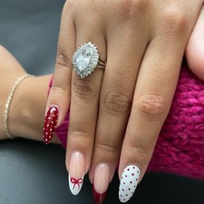 925 Sterling Silver Cubic Zirconia Ring Size 7.5 Big Stone Engagement Valentines