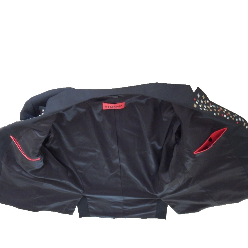 NWT HUGO BOSS Hannes241 F1X Men’s Slim-Fit Jacket Studded Lapels Black Size 44R image 10