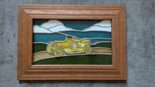 Framed Stained Glass Art Suncatcher - Brass Era Car - Ford Model T Touring Framed Stained Glass Art Suncatcher - Brass Era Car - Ford Model T Touring