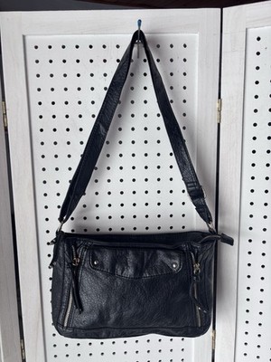 Under One Sky Black Faux Leather Shoulder Bag Purse Crossbody
