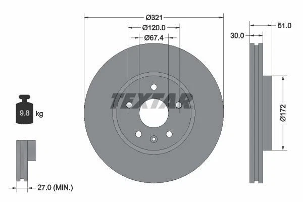 TEXTAR Brake Discs & Pads Front & Rear Fits Chevrolet Opel Saab Vauxhall - Image 3 of 4