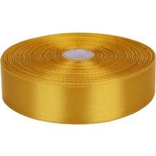 1 inch Golden Satin Ribbon 50 Yards Solid Fabric Ribbons Roll for Wedding Inv...