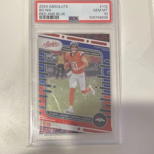Panini Absolute 2024 Bo Nix #112 Red & Blue Rookie PSA 10 Denver Broncos
