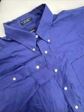 Izod Mens 80s 2-Ply Pinpoint 100 Cotton Button Up Blue Size 16 1/2- 34/35