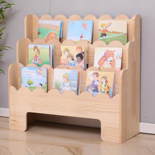 Montessori 3-Tier Wooden Kids Bookshelf for Nursery  Classroom Storage