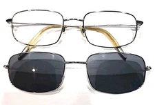 NIKE 9065MGB 038 No Nose Pad Gunmetal Eyeglasses 54-20 145 w Sunglass Clip On