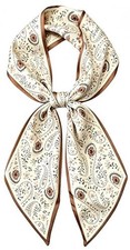 Long Silk Scarf for Women - Printed Scarves For Purse Bags Head Hair Coffee