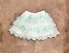 NWOT Matilda Jane Girls 6 Aqua Cotton Elastic Waist Lace Ruffle Skirt