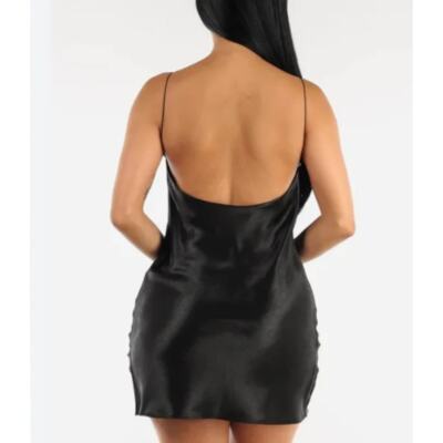Double Zero Cowl Neck Satin Mini Dress - Black - S | eBay
