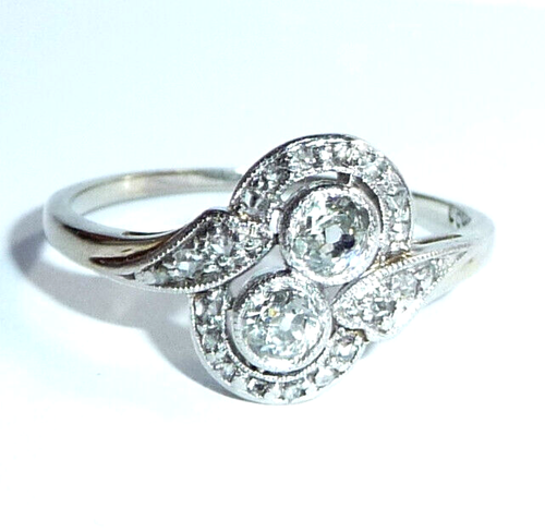 Ring 585 Weiß-Gold Antik Art Deco 0,50ct. Diamanten Gr. 59 änderbar - Bild 4 von 7