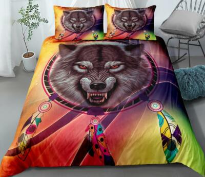3D Schwarzer Wolf ZHUC595 Bett Kissenbezüge Decke Bettdecke Abdeckung Set Zoe