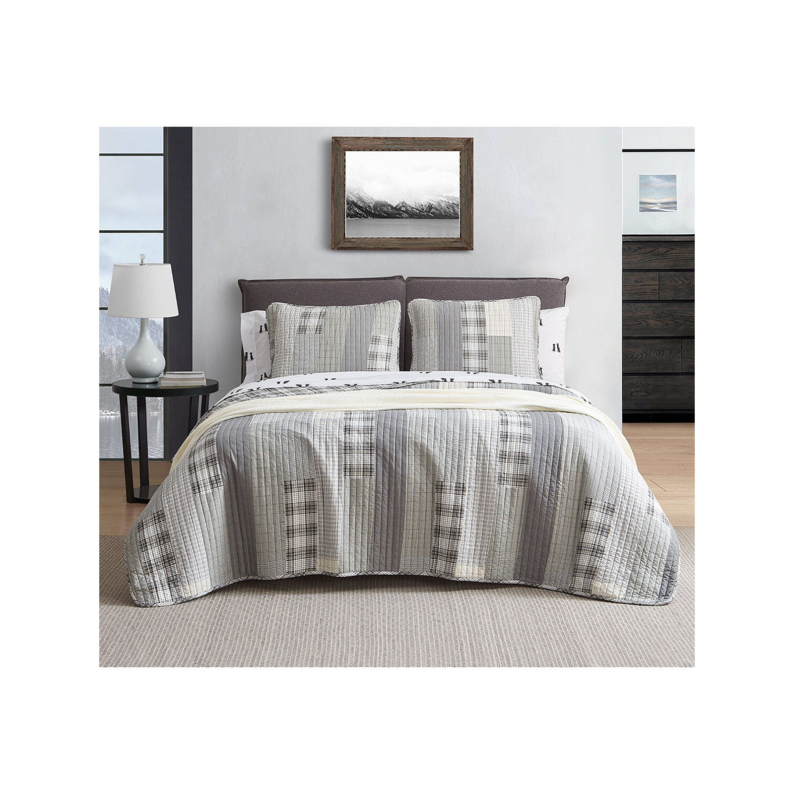 Eddie Bauer Fairview 3piece Cotton Reversible Quilt Set King for sale