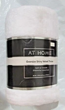 AT HOME White Oversize Shiny Velvet Throw 50" by 70" by Rite Aid