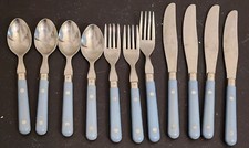 WF Washington Forge Mardi Gras Stainless 11pc Flatware Light Blue Color Spoons 