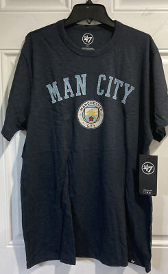 Manchester City FC EPL Soccer Fall Navy Men's Classic Track Scrum Tee Shirt  NEW