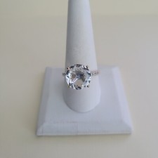 White Topaz Vermeil YG Over 925 Sterling Silver Ring Size 10 9.75 Cts