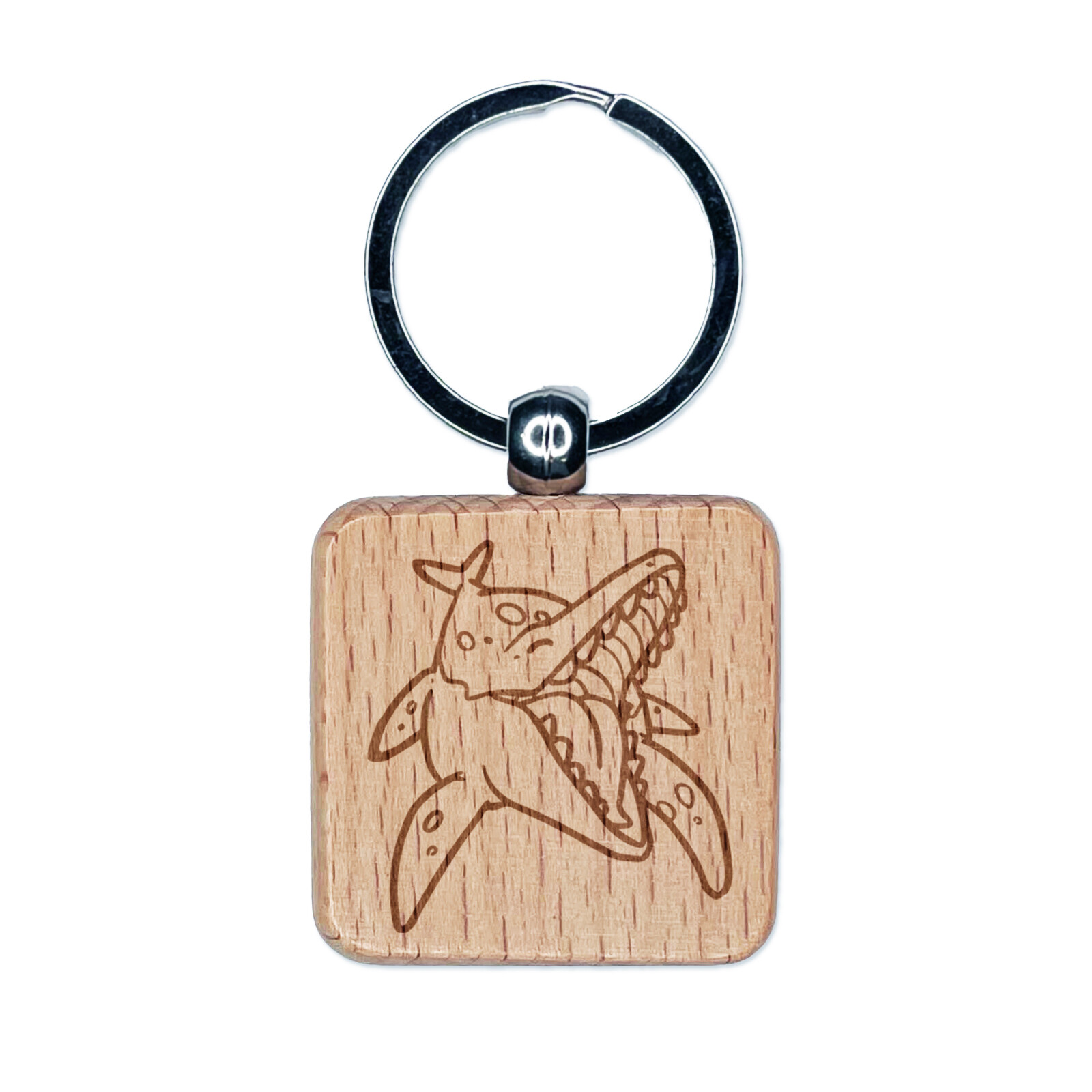 Ichthyosaur Aquatic Dinosaur Engraved Wood Keychain Charm Tag  