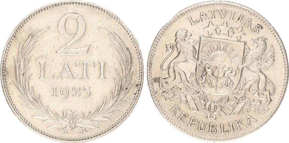 LETTLAND Latvijas 2 Lati 1925 Republik ss+ 122828 - Bild 1 von 1