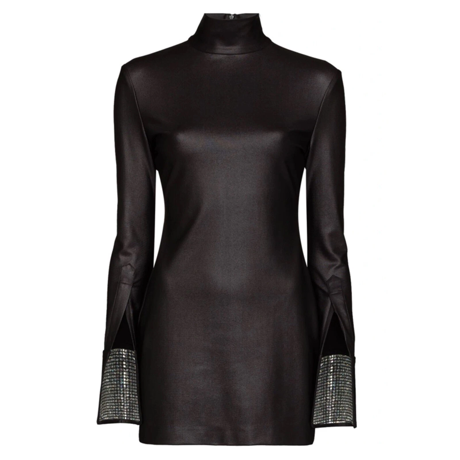 Minidress nuova con etichette Alexander Wang polsino di cristallo su misura maglia manica lunga