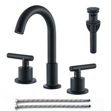 Bathroom Basin Sink Faucet 3 Hole Dual Handle Waterfall Vanity Mixer Tap W/Drain