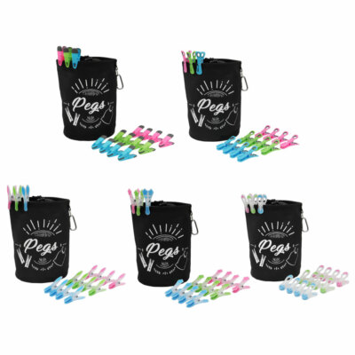 JVL großer Klammersack mit 72-144 Prisma Wäscheklammern Clips für Wäscheleine