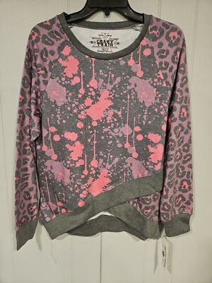 Crazy Train Womens Pink Purple Gray Cross Detail Long Sleeve Small NWT