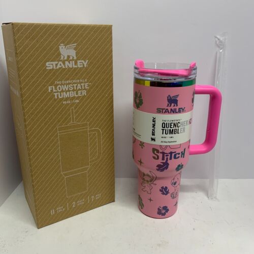 NIB Stanley Cup 40oz Lilo & Stitch Pink Flowstate Quencher Stanley Tumbler