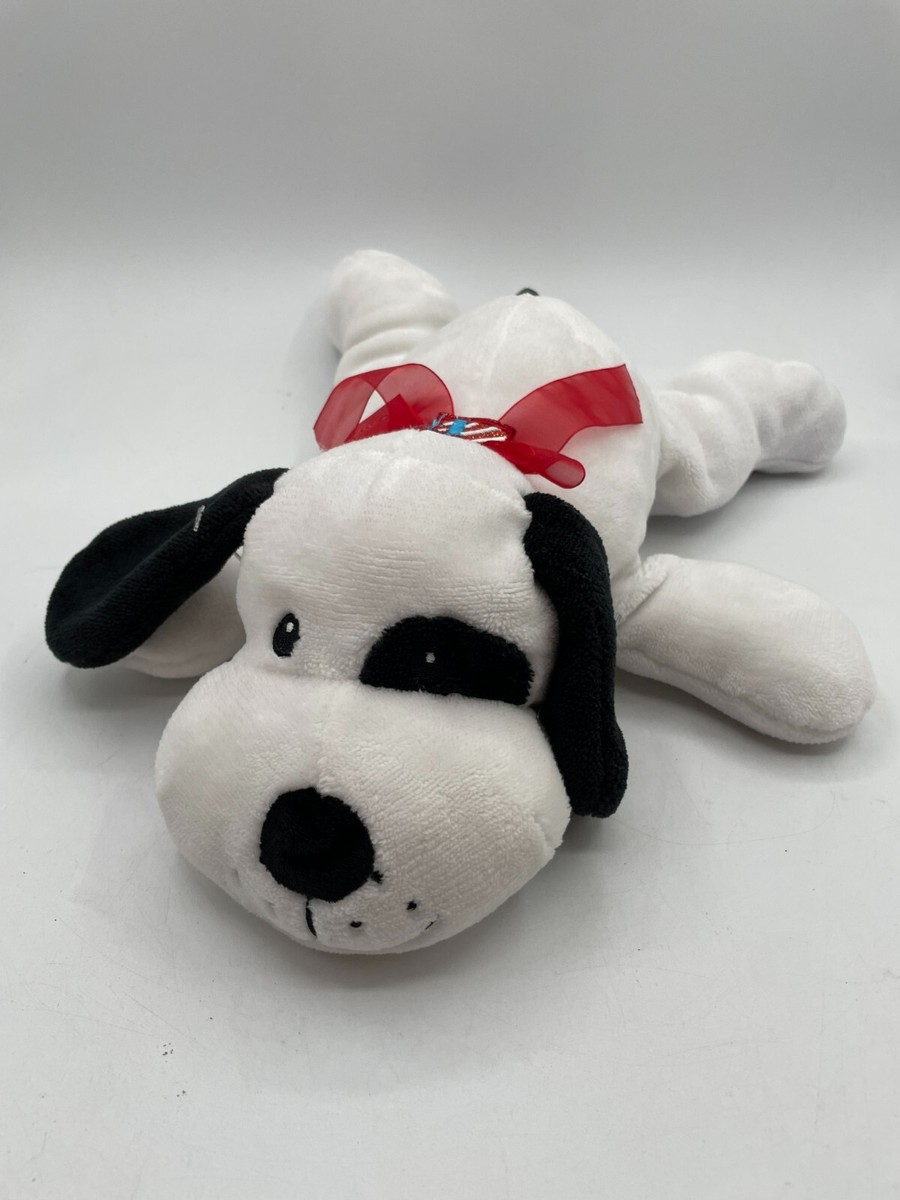 Walmart White Black Patch Puppy Dog Floppy Ears Laying Plush 16