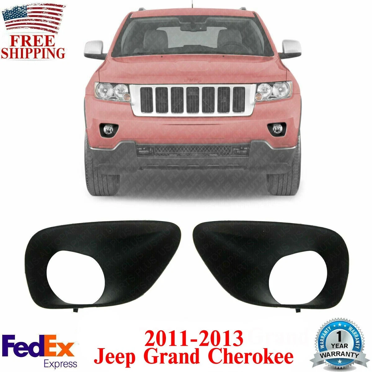 Fog Light Trim Set Primed Left Right Side For 2011 2013 Jeep