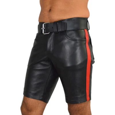 awanstar 5 pockets Leder Shorts Jeansshorts mit streife Sommer jeans lederhose - Bild 1 von 4