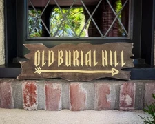Old Burial Hill, Custom Colors, Solid Wood and Paint Pointing Arrow, Hocus Pocus