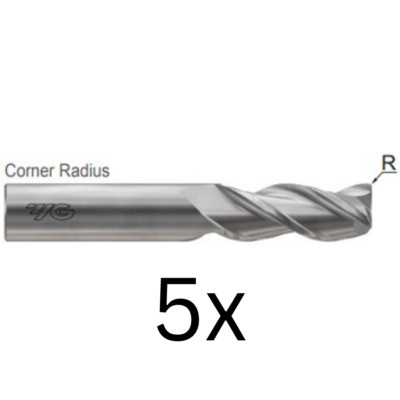 E5G97937 3/8DIA(.060RAD)x 1-1/2LOC ALU-POWER HPC 3FL END MILL 37° UNCOATED (5Pc)