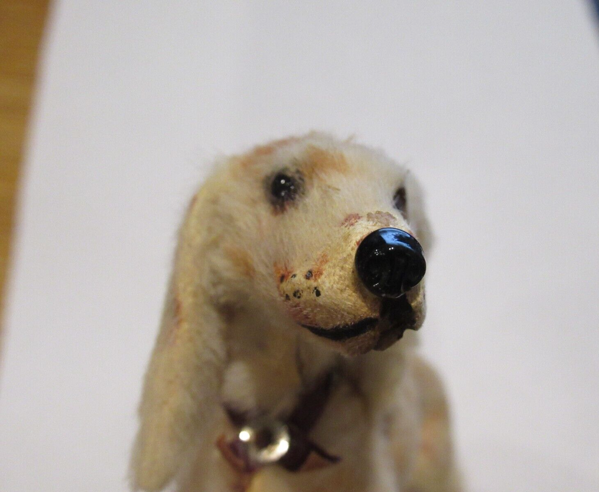 Germany USZ vintage miniature spotted dog w/ label real fur Germany USZ vintage miniature spotted dog w/ label real fur