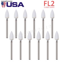 12pc Dental White Polishing Stones Flame Cone Shape FG burs Arkansas Stone