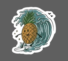 Pineapple Surfing Sticker Waterproof Food Fruit Surf Ocean Beach Gift NEW