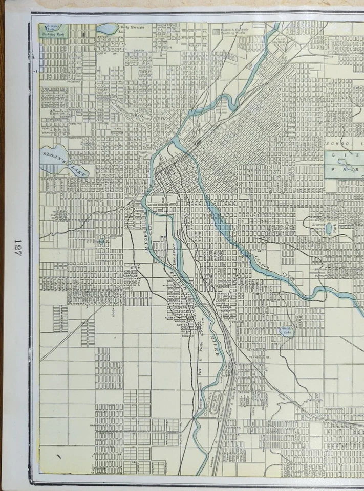 Mapa De Colección 1898 Denver Colorado 14"x11" Antiguo Antiguo Original Capitol Hill Foto 2 de 4
