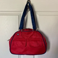 Yak Pak Vintage Brooklyn NY Nylon Tote Bag purse Blue Red 90s durable pockets