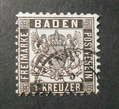 GERMANY, GERMANY, Old State 1862 BADEN "Stemma fondo Bianco" 1K black USED