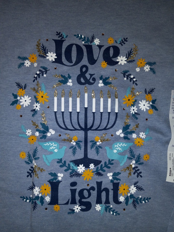 Sweat-shirt Hanouka - Message 'Love Hanukkah' Avec Menorah - Pour Fêtes Juives De Fin D'année - Taille S à 3XL - 3
