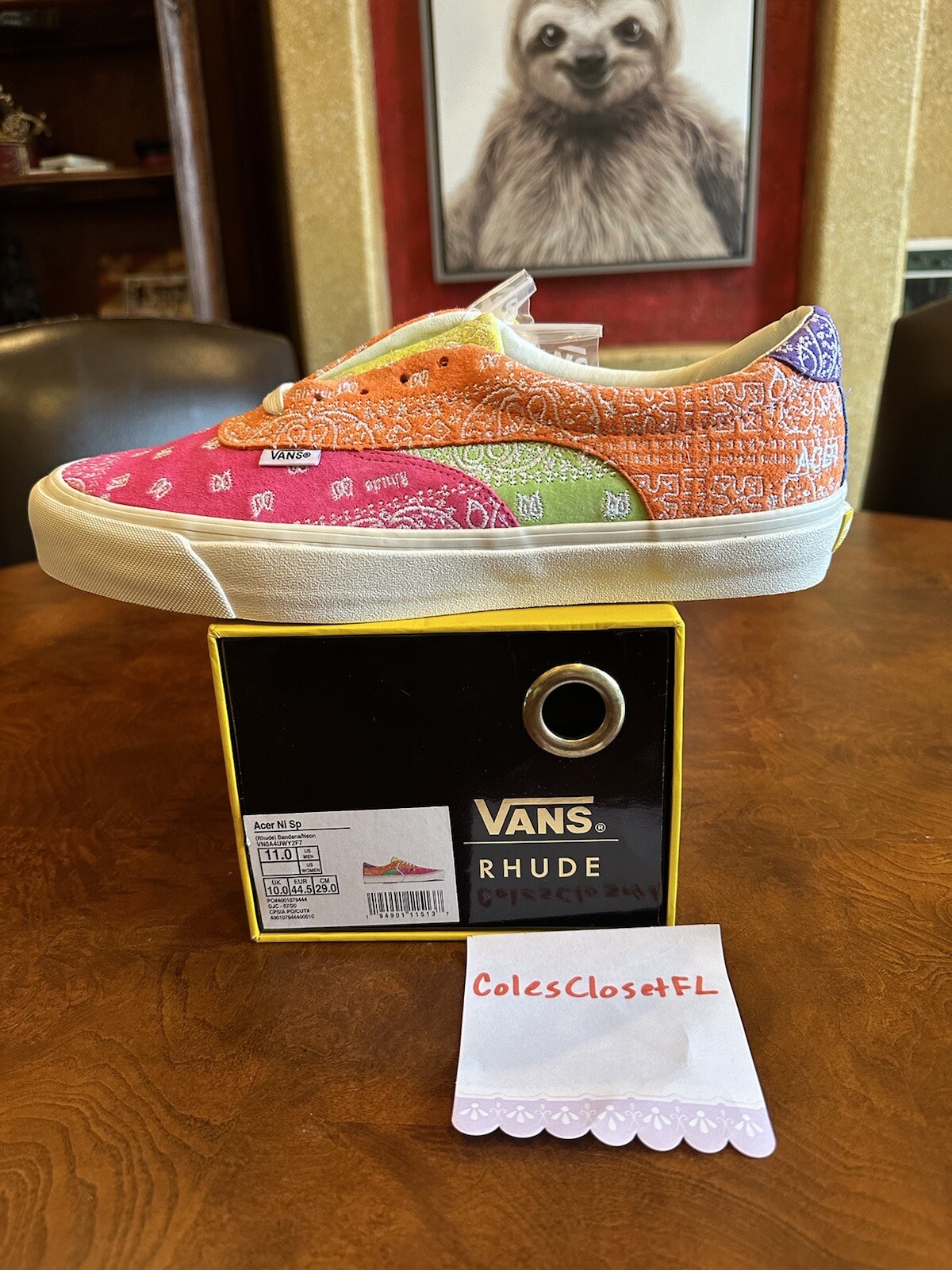 VANS Acer NI SP x Rhude Bandana Neon (2020) - US Mens size 11 - Brand New in Box