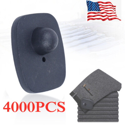 4000PCS EAS Hard Tags Security Lock Tags+Pin Anti Theft Clothing Magnetic Buckle