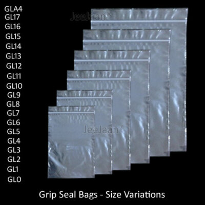 Grip Seal Beutel Selbstverschließbar Mini Grip Poly Kunststoff Klar Druckverschluss GL0 - GL17