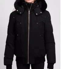 MOOSE KNUCKLES 10 CORSO COMO Down Bomber Jacket Size MEDIUM Fox Fur Trim