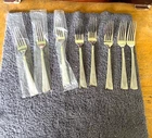8-Oneida SCRIPT Frosted Swirl Salad Forks Stainless Flatware 7" VGUC